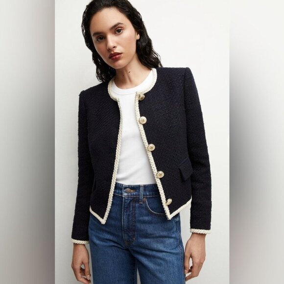 NEW Veronica Beard Mabel Collarless Tweed Jacket Blazer in Navy | size 2 - Picture 6 of 15